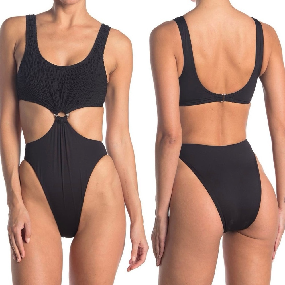 The Bikini Lab Black O-Ring Cutout Monokini Swimsuit - XXS